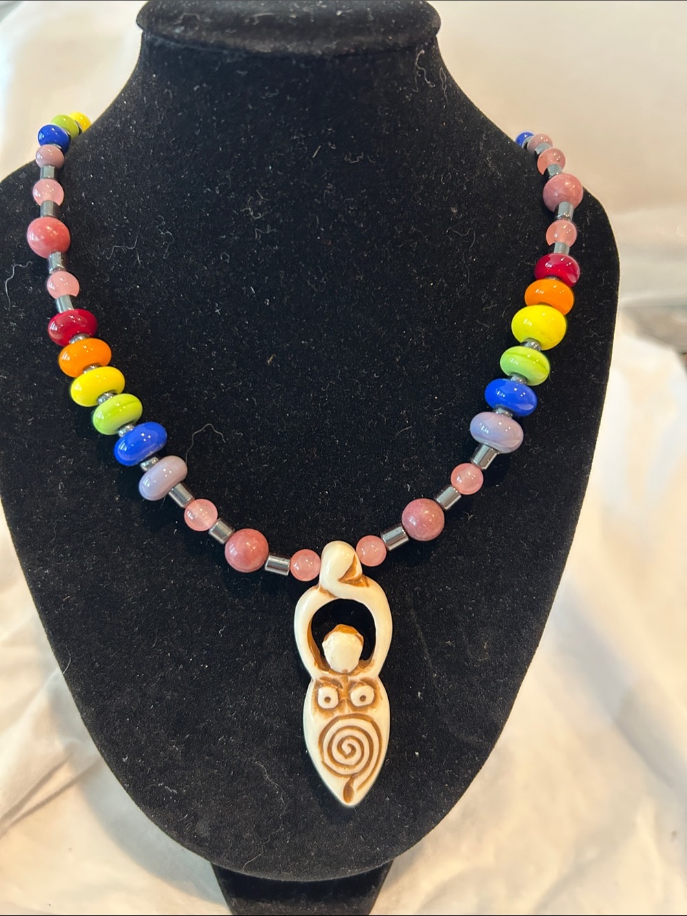 Multi-color Beaded Pendant Necklace
